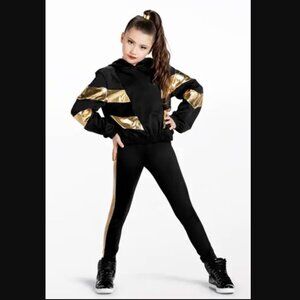 WEISSMAN Black And Gold Hoodie And Leggings Large Child EXCELLENT CONDITION